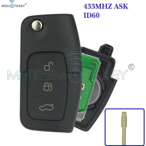Remtekey Flip remote car key for Ford ID60 chip 3 button 433 mhz FO21 car key
