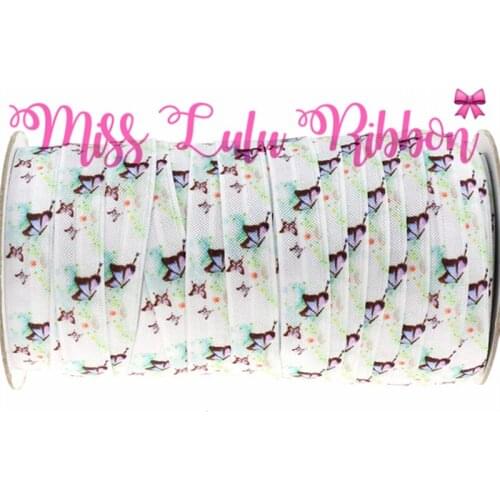 5/8" 16mm Butterfly Patterns Printed Elastic Ribbon DIY Christmas Decoration Handmade Hair Ties 50yards/roll HT01-PG022-02116