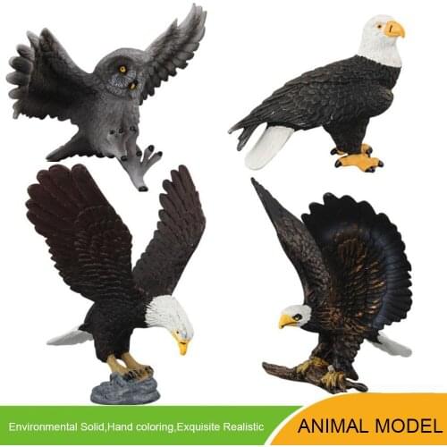 HOT Simulation Animal Model Girls Boys Children Toys White Silk Eagle Owl Car Ornaments Kids Toy Learning Cognitive Education