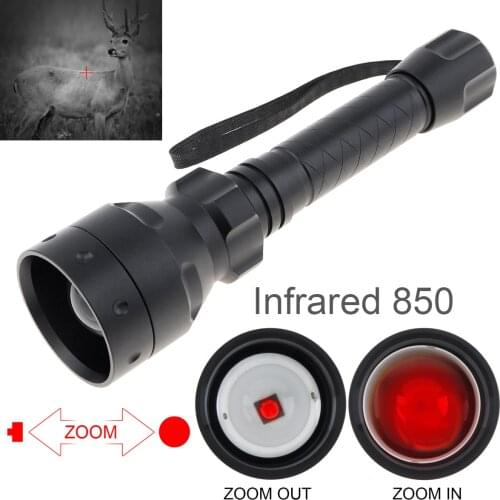 T50 10W IR Flashlight 850nm 940nm Night Vision Zoomable Radiation Tactical Torch for Hunting Flashlight Use 18650 Battery