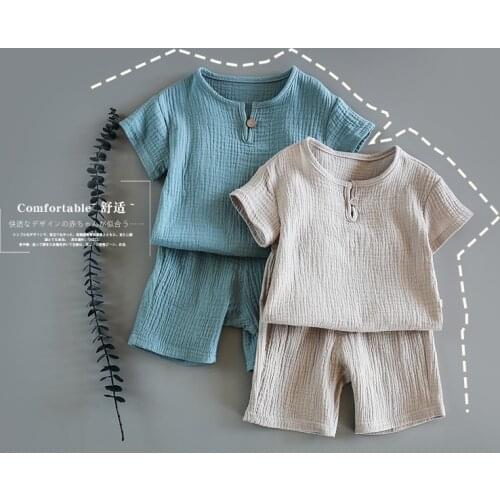 Baby Set 2021 New Summer Cotton Soft Set Children Short Sleeve + Shorts 2 PIC Set kids clothes Cotton and linen kids clothes boy
