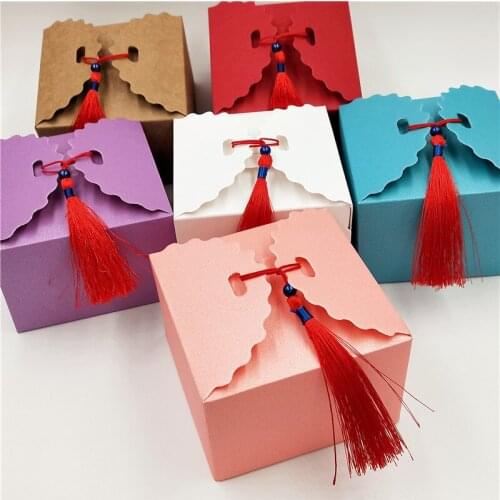 20 pcs Paper Colorful Wedding Party Favors Candy Boxes,Handmade Gifts Packaging Box Square Gift Box For Cake/Chocolate