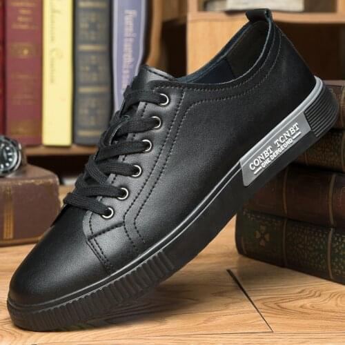 Men Casual Shoes Fashion Genuine Leather Black Sneakers Mens shoes Breathable Flat Outdoor Comfortable Male White Lazy Loafers