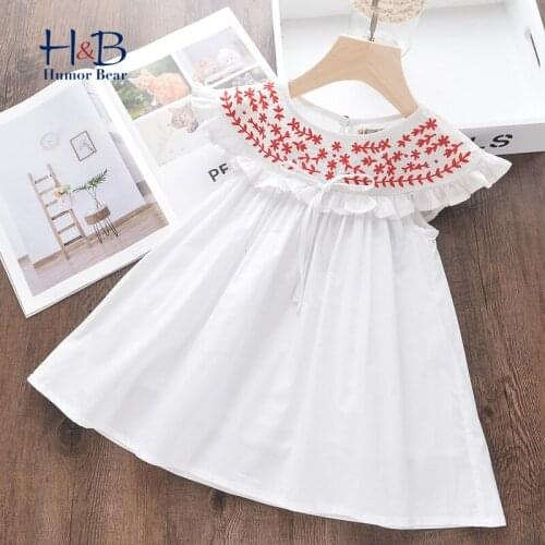 Humor Bear Summer Girls Dress Sleeveless Embroidery Sweet Princess Party Cute Priness Party Dress Toddler Clothe