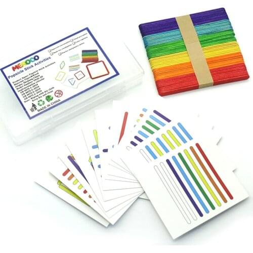 Montessori Materials Wooden Colored Popsicle Sticks for Crafts Preschool Educational Learning Training Wooden Craft A2386F