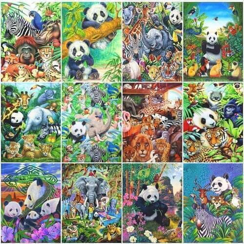 MomoArt Diamond Painting Animal Full Drill Square Diamond Embroidery Panda New Arrival Mosaic Zoo Cross Stitch Kits Wall Art