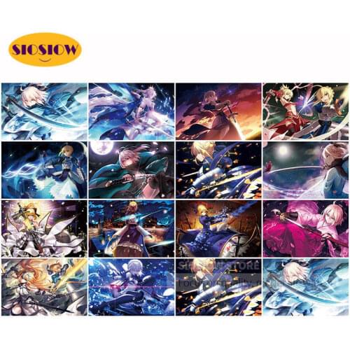 DIY 5d Diamond Painting Game Fate Saber Altria Diamond Embroidery Cartoon Girl Cross Stitch Full Square Home Decor Bedroom Gifts