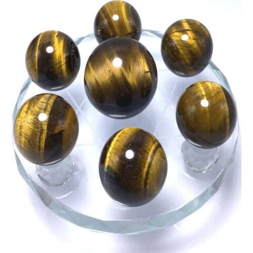 A Set Seven Star Array Natural tiger eye Crystal Reiki Ball With Plate