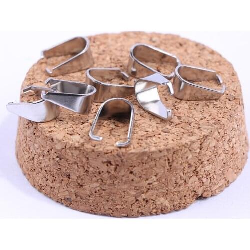 Onwear 100pcs 10x5mm stainless steel pinch bail diy pendant necklace connector findings