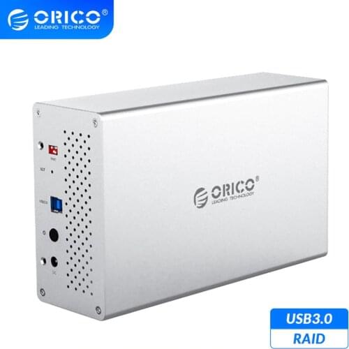 ORICO WS Series 3.5'' 2 Bay USB3.0 HDD Docking Station With Raid Support 20TB Aluminum 5Gbps HDD Enclosure 12V Power HDD Case