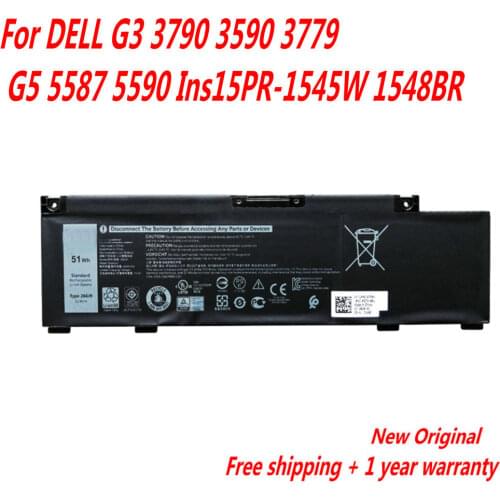 High Quality 11.4V 51WH 266J9 Laptop Battery For DELL G3 3790 3590 3779 G5 5587 5590 Ins15PR-1545W 1548BR