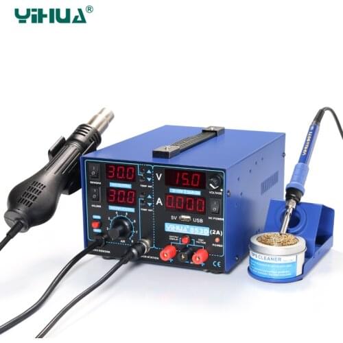 YIHUA 853D 2A with USB Rework Station Welding Hot Air Rework Station 3 in 1 220V/110V Free Shipping 33*27*21CM