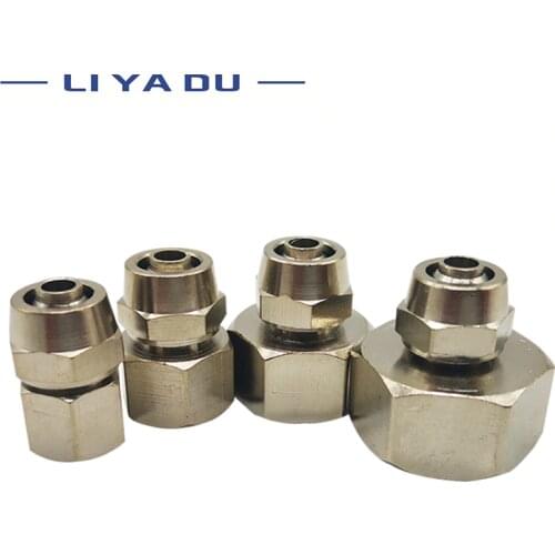 PCF4 6 8 10 12mm Pipe Tube to 1/8 1/4 3/8 /2 Internal trachea Quick screw connector copper pneumatic components Fast twist joint