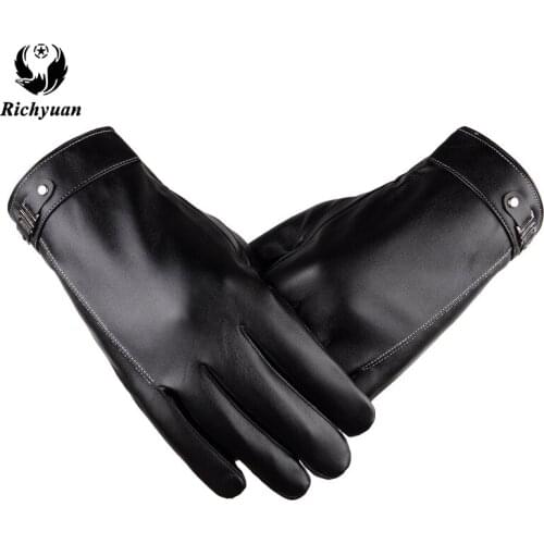 Better Warm Winter Gloves Men Faux Suede Black Leather Gloves Male Leather Gloves Winter Gloves Men Fashion 2017