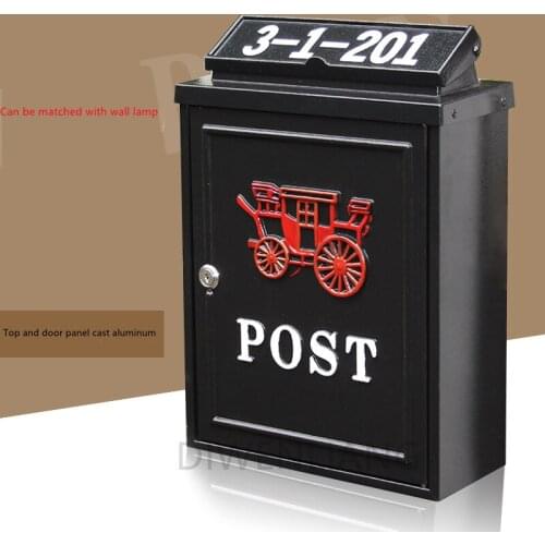 European Style Villa Antique Outdoor Locking Newspaper Mailbox Outdoor Inbox Pastoral Retro Mailbox Rainproof Letter Box
