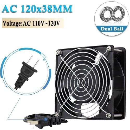 1Pcs Gdstime AC 110V 120V 12cm 120mm 120X120x38mm Industrial Exhaust AC Cooler Cooling Fan 2Wire