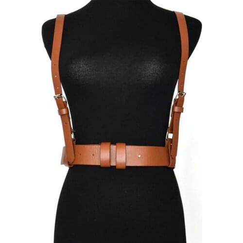 2021 Sexy Punk PU Leather Belts For Women Brown Black Slim Body Bondage Cage Sculpting Harness Waist Belt Straps Suspenders Belt
