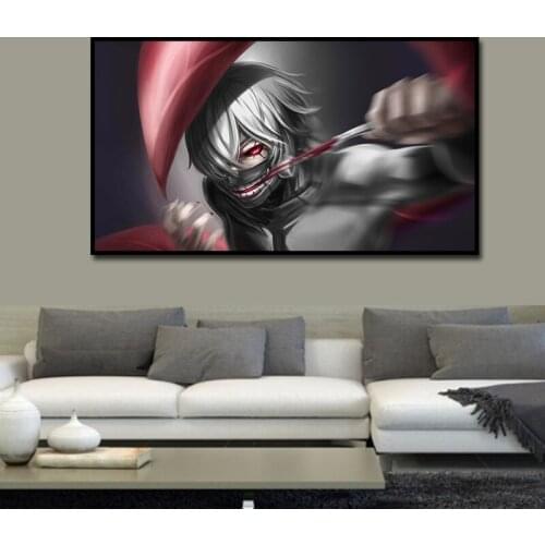 Tokyo Ghoul Anime Poster Digital Illustration Anime Picture Poster Canvas Art Prints,50 x 70 cm,No Frame