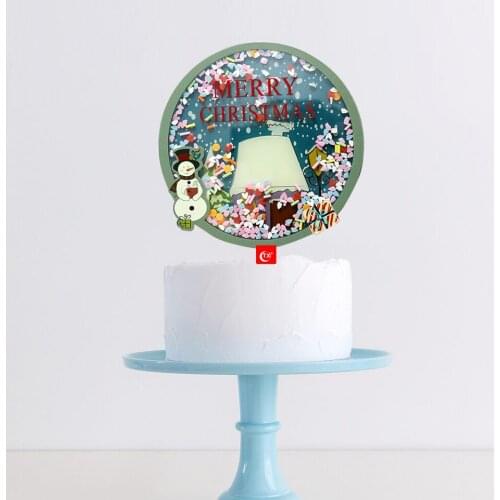 TX Sonowman Moving Quicksand Brand New Shaking Fun Cake Topper Merry Christmas Let it snow Decor For Christmas Gift Decoration