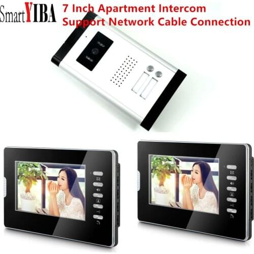SmartYIBA New Apartment Intercom Entry System 2 Monitor 7" HD Color Video Door Phone Doorbell intercom System 2 Houses