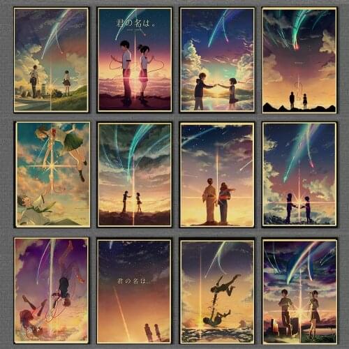 Vintage Japan Anime Your Name Wall Scroll Painting Canvas Poster Bar Cafe Cosplay Home Prints Art Wall Decor