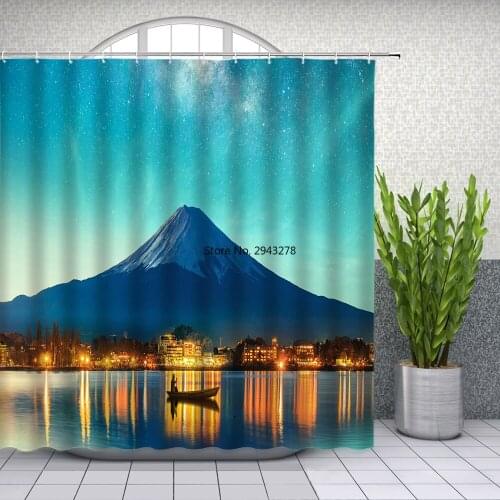 Mount Fuji, Japan Shower Curtain Bathroom Bath Landscape Curtains Waterproof Polyester Fabric 12 Hooks