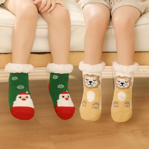 Winter Sock Keep Warm Non-slip Soft Fluffy Plush Baby Socks Cover Cartoon Thickened For Kid Children New Winter Sock Cover