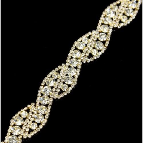 10Yards Top-Grade Crystal Rhinestone Chain Silver Gold Base Rhinestone Trim Sew on Rhinestones DIY