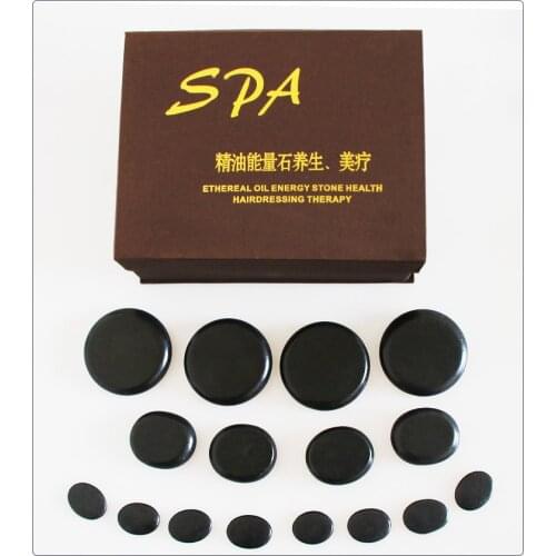 16pcs/set lava Natural Energy massage stone set hot spa rock basalt stone 16pcs with heater bag Body massager