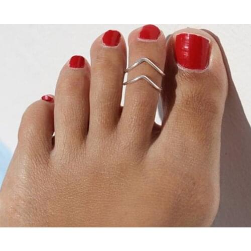 2PCS Toe Ring Handmade Jewelry Adjustable Anillos Mujer 925 Silver Gold Filled 15mm Hoop Rings For Women Foot Jewelry Bague