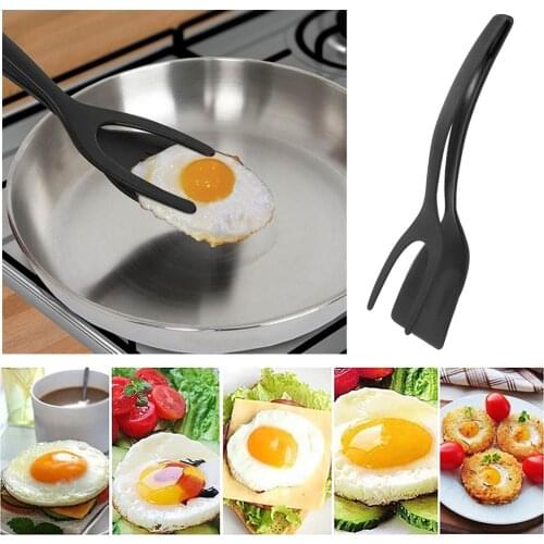 2 In 1 Grip Flip Tongs Egg Spatula Tongs Clamp Pancake Fried Egg French Toast Omelet Overturned Turner Kitchen Accessories