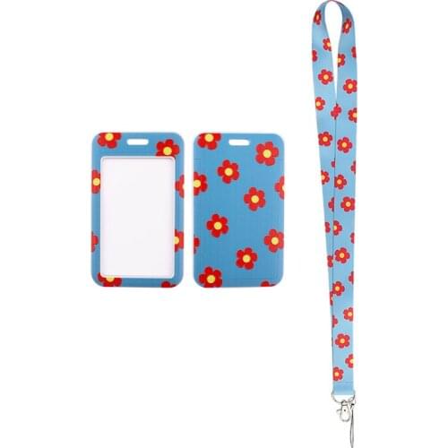 24pcs/lot MD664 DMLSKY Flower Necklack Lanyard Key Gym Strap Multifunction Mobile Phone With Cartoon Card Holder Cover