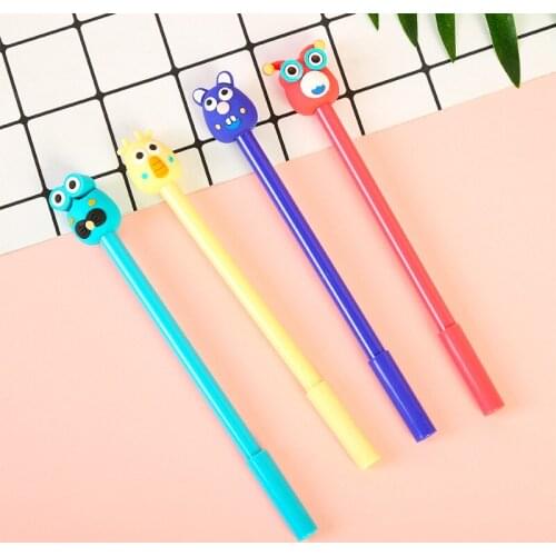 36 pcs/lot Cartoon Big eyes Animal Gel Pen Cute 0.5 mm black Ink Signature Pens Promotional Gift Office School Supplies