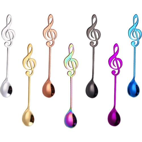 4pcs Cute Musical Note Colorful Stainless Steel Spoons Flatware Ice Cream Drinking Tools Coffee Spoon