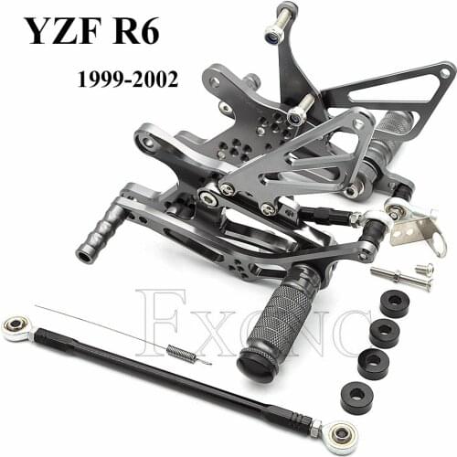 CNC Aluminum Rearset Rear Set For Yamaha YZF R6 1999-2002 Adjustable Foot Peg Rearsets Footrest Foot Pegs Pedal YZF-R6 2000 2001