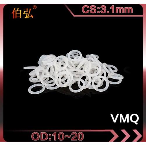 White Silicon O-Ring 10PCS/lot Silicone/VMQ CS3.1mm OD10/11/12/13/14/15/16/17/18/19/20mm Rubber O Ring Seal Gasket Rings Washer