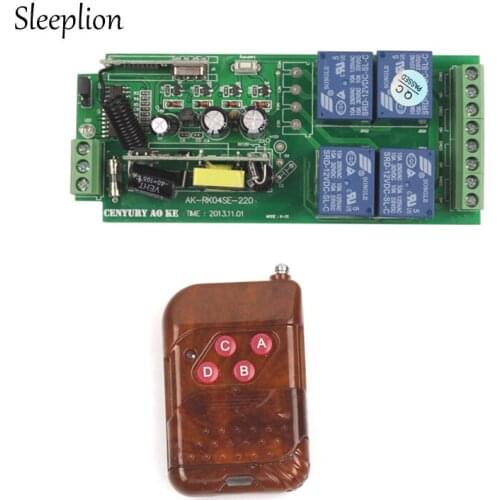 Sleeplion AC85v~250V 110V 220V 230V 4CH Wireless Remote Control Switches 220V Relay Output Radio RF Transmitter + Receiver