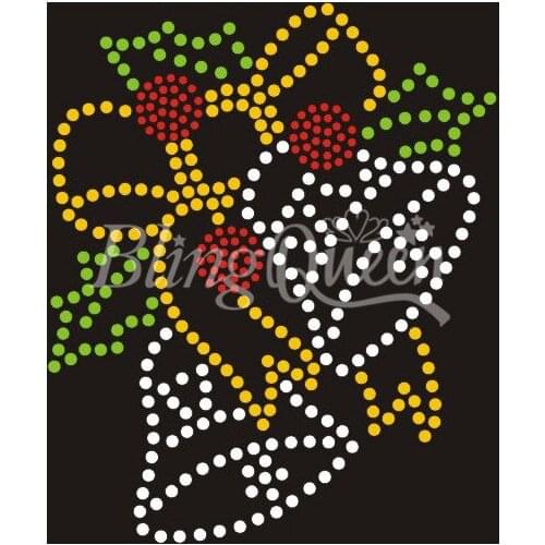 BlingQueen 25PCS/LOT Korean Rhinestone Hot Fix Iron On Appliques Christmas Bells Design