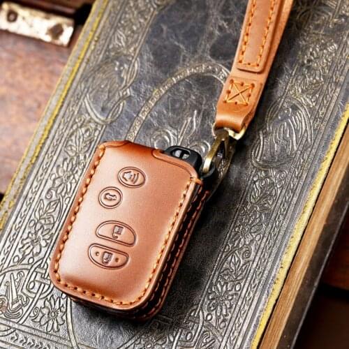 Genuine Leather Car Key Case Cover for Toyota Land Cruiser Prado 150 Camry Prius Crown Keychain Holder