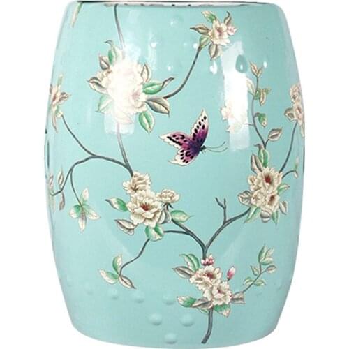 Jingdezhen Ceramic American Butterfly Flower Drum Porcelain ceramic stool