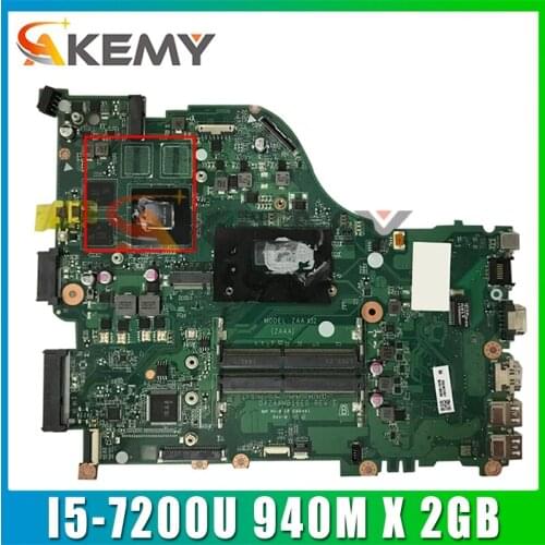 For ACER E5-575G F5-573 E5-575 Laptop Motherboard CPU: I5-7200U GPU: 940M X 2GB ZAA X32 DAZAAMB16E0 REV: E teste ok Mainboard