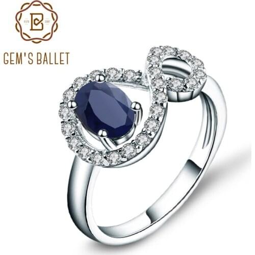 Gems Ballet 0.94Ct Oval Natural Sapphire Gemstone Wedding Rings 925 Sterling Silver Fine Jewelry For Women Drop Shipping