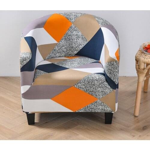 1 Seater Elastic Spandex Print Bathtub Chair Cover Living Room Office Coffee Sofa Protector Armchair Covers Slipcover Seat Cover