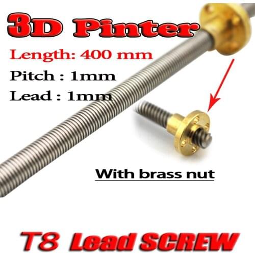 3D Printer THSL-400-8D Lead Screw Dia 8MM Pitch 1mm Lead 1mm Length 400mm with Copper Nut Free Shipping