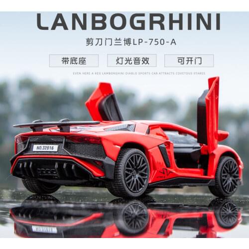 1:32 Scale Alloy Diecast Sport Car Collection Model For TheLamborghini LP-750 Pull Back Sound&Light Toys Vehicle