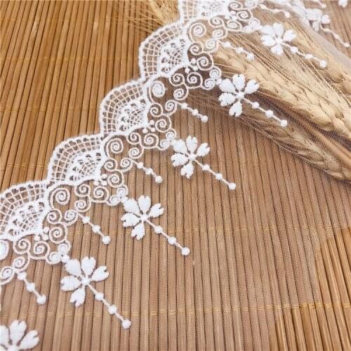 1Y Black Ivory American Net Milk Silk Gauze Embroidery Flower Wedding Dress Home Soft Decoration Lolita Lace Mesh Accessories