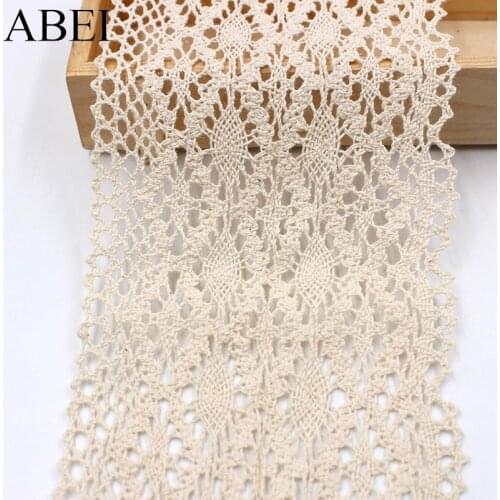 2yards/lot 13cm width Beige Cotton Lace Trims Handmade Sewing Patchwork DIY Wedding Crafts Garment Cotton Fabric Ribbon Supplier
