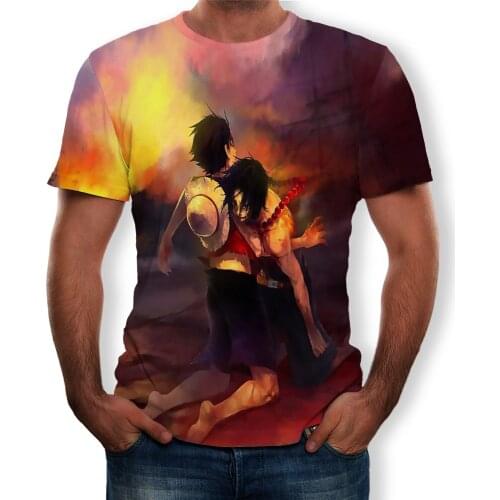 Summer Fashion New T-shirt Anime Cartoon One Piece 3D Printing Pattern Mens Short Sleeve Cool Casual Clothing