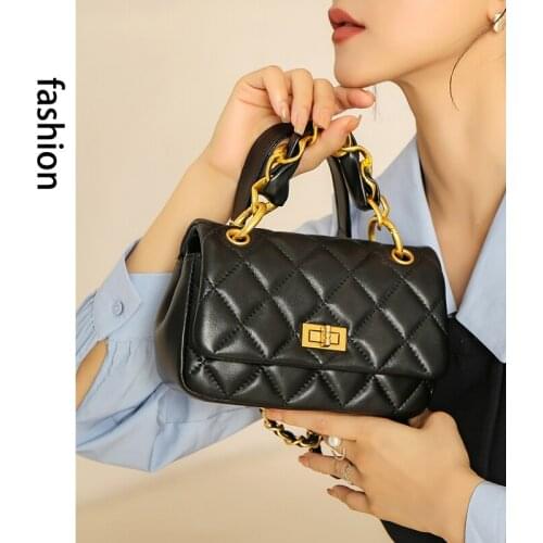 Small Handbags Womens Chain Shoulder Bag Embroidery Thread PU Leather Crossbody Bags Brand Designer Metal Chain Top Handle Tote