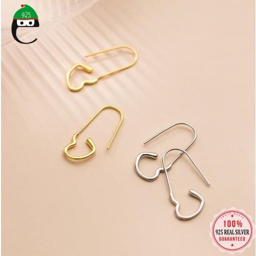 ElfoPlataSi Minimalist Earring 925 Sterling Silver Romantic Heart Hook Dangle Earring For Women Fashion Silver 925 Jewelry DD973